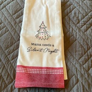 Brand new tea towel “mama needs a silent night” Christmas gift red and white